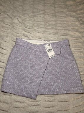 Mango MNG Lilac Tweed Wrap Mini Skirt XS NWT